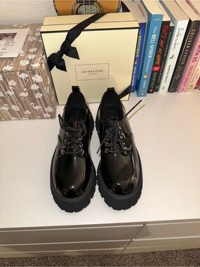 Black Lace-Up Loafers